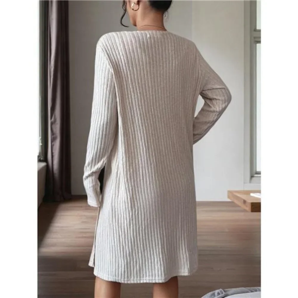 Ribbed Knit Tank Dress and Cardigan Set - Picture 3 of 7